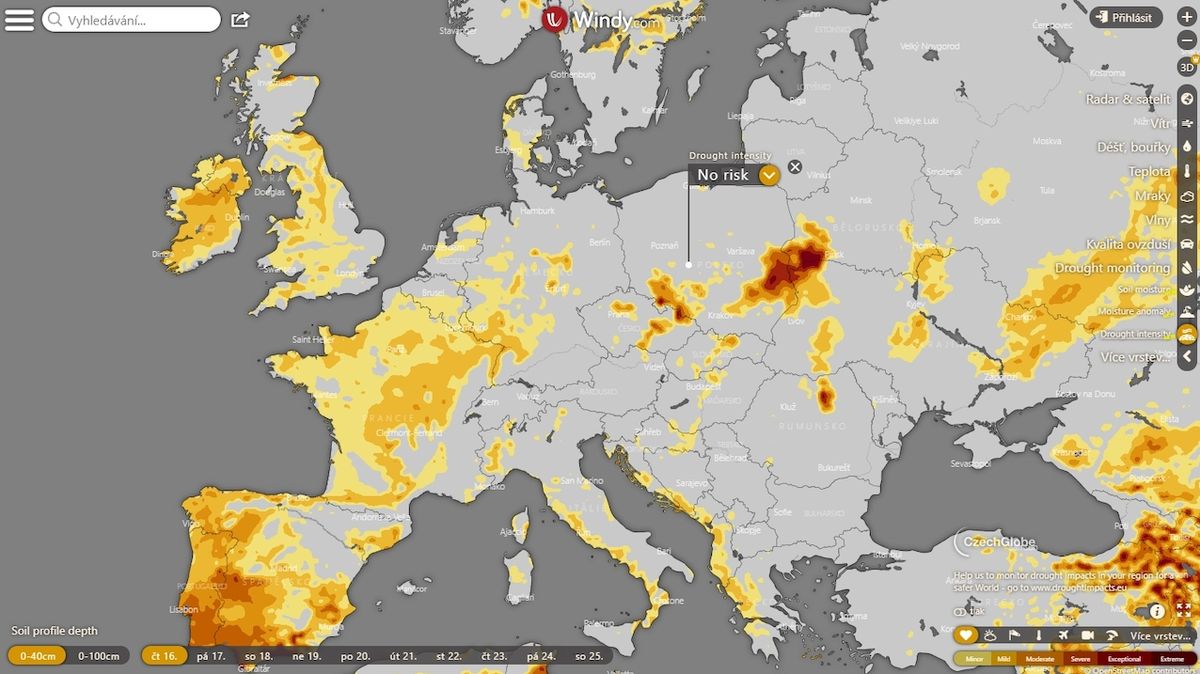 Česká aplikace Windy.com začala předpovídat sucho pro celý svět